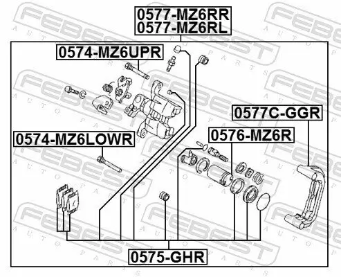 Bremssattel Hinterachse links FEBEST 0577-MZ6RL Bild Bremssattel Hinterachse links FEBEST 0577-MZ6RL
