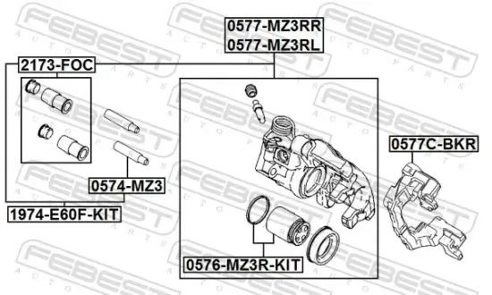 Halter, Bremssattel Hinterachse FEBEST 0577C-BKR Bild Halter, Bremssattel Hinterachse FEBEST 0577C-BKR
