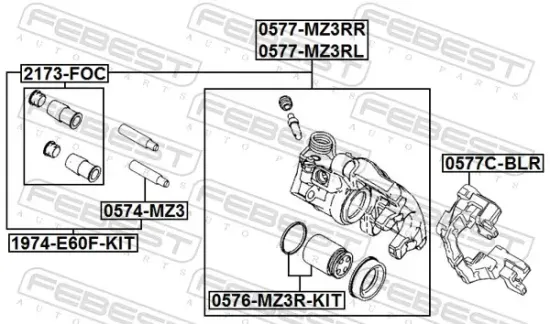 Bremssattel Hinterachse FEBEST 0577C-BLR Bild Bremssattel Hinterachse FEBEST 0577C-BLR