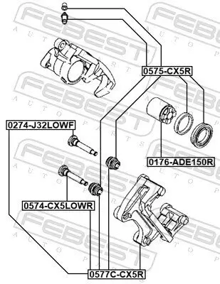 Bremssattelhaltersatz Hinterachse FEBEST 0577C-CX5R Bild Bremssattelhaltersatz Hinterachse FEBEST 0577C-CX5R
