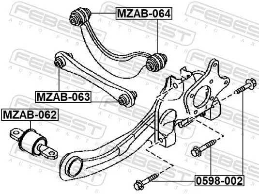 Befestigungsbolzen, Querlenker FEBEST 0598-002 Bild Befestigungsbolzen, Querlenker FEBEST 0598-002