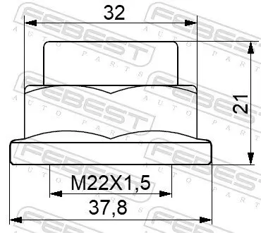 Achsmutter, Antriebswelle FEBEST 0598-NHUB01 Bild Achsmutter, Antriebswelle FEBEST 0598-NHUB01