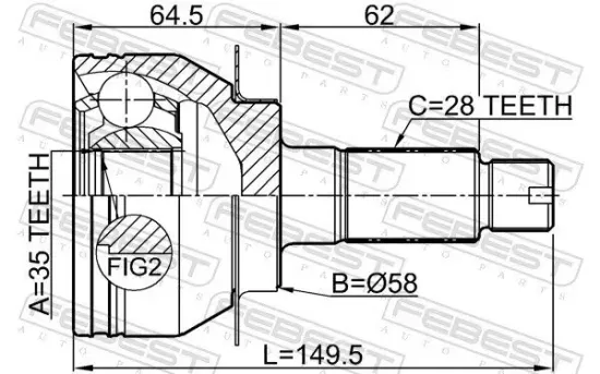 Gelenksatz, Antriebswelle radseitig Vorderachse FEBEST 0710-RW415 Bild Gelenksatz, Antriebswelle radseitig Vorderachse FEBEST 0710-RW415