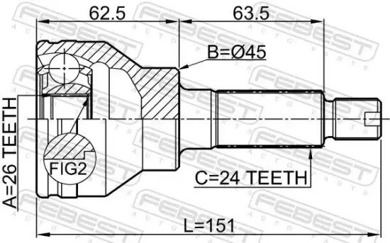Gelenksatz, Antriebswelle Hinterachse radseitig FEBEST 0710-SX4R Bild Gelenksatz, Antriebswelle Hinterachse radseitig FEBEST 0710-SX4R
