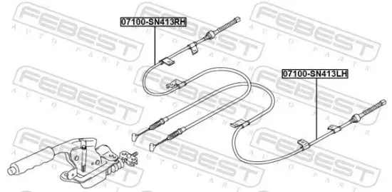 Seilzug, Feststellbremse hinten rechts FEBEST 07100-SN413RH Bild Seilzug, Feststellbremse hinten rechts FEBEST 07100-SN413RH