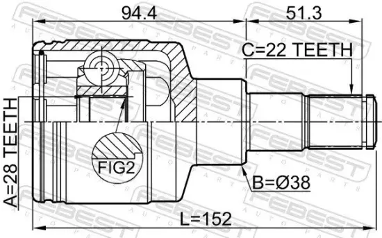 Gelenksatz, Antriebswelle Vorderachse links getriebeseitig FEBEST 0711-RM415LH Bild Gelenksatz, Antriebswelle Vorderachse links getriebeseitig FEBEST 0711-RM415LH