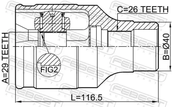 Gelenksatz, Antriebswelle FEBEST 0711-SX4FRH Bild Gelenksatz, Antriebswelle FEBEST 0711-SX4FRH