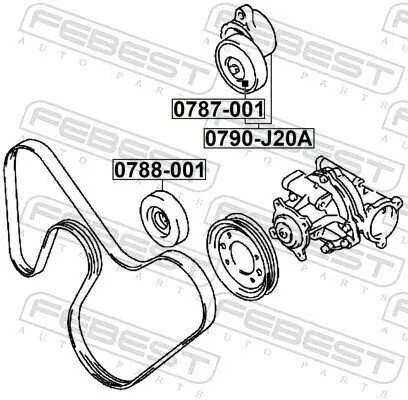 Riemenspanner, Keilrippenriemen FEBEST 0790-J20A Bild Riemenspanner, Keilrippenriemen FEBEST 0790-J20A
