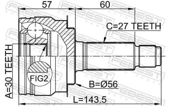 Gelenksatz, Antriebswelle radseitig Vorderachse FEBEST 0810-B9 Bild Gelenksatz, Antriebswelle radseitig Vorderachse FEBEST 0810-B9