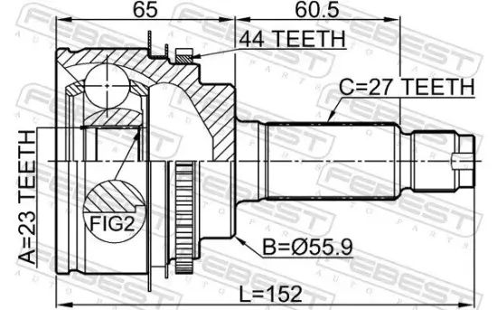 Gelenksatz, Antriebswelle radseitig Vorderachse FEBEST 0810-S11A44 Bild Gelenksatz, Antriebswelle radseitig Vorderachse FEBEST 0810-S11A44