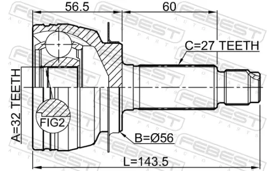 Gelenksatz, Antriebswelle radseitig Vorderachse FEBEST 0810-S14 Bild Gelenksatz, Antriebswelle radseitig Vorderachse FEBEST 0810-S14