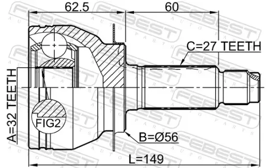 Gelenksatz, Antriebswelle radseitig Vorderachse FEBEST 0810-V10 Bild Gelenksatz, Antriebswelle radseitig Vorderachse FEBEST 0810-V10