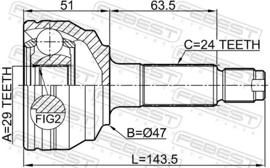Gelenksatz, Antriebswelle Vorderachse radseitig FEBEST 0910-M412 Bild Gelenksatz, Antriebswelle Vorderachse radseitig FEBEST 0910-M412