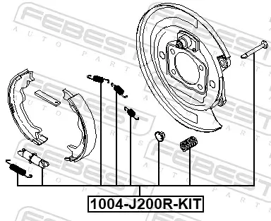 Zubehörsatz, Feststellbremsbacken FEBEST 1004-J200R-KIT Bild Zubehörsatz, Feststellbremsbacken FEBEST 1004-J200R-KIT