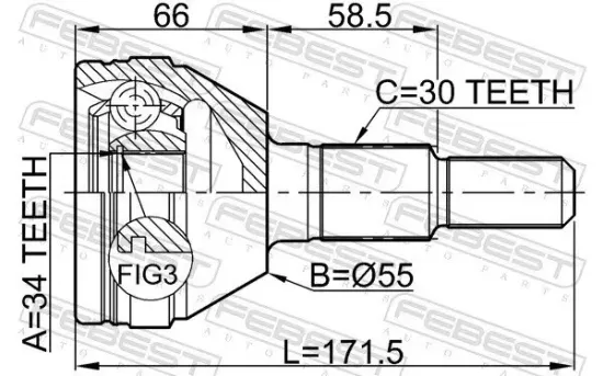 Gelenksatz, Antriebswelle radseitig Vorderachse FEBEST 1010-CAP Bild Gelenksatz, Antriebswelle radseitig Vorderachse FEBEST 1010-CAP