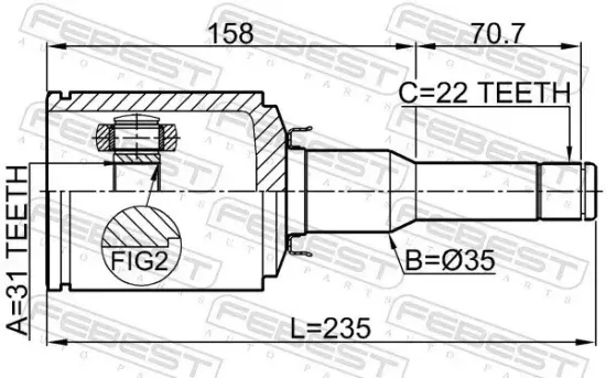 Gelenksatz, Antriebswelle Vorderachse links getriebeseitig FEBEST 1011-J300ATLH Bild Gelenksatz, Antriebswelle Vorderachse links getriebeseitig FEBEST 1011-J300ATLH