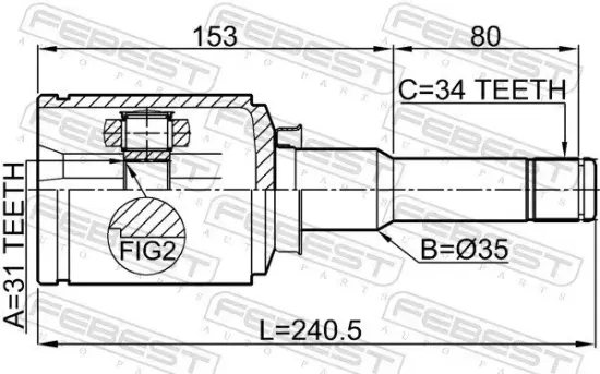 Gelenksatz, Antriebswelle getriebeseitig Vorderachse links FEBEST 1011-J300LH Bild Gelenksatz, Antriebswelle getriebeseitig Vorderachse links FEBEST 1011-J300LH
