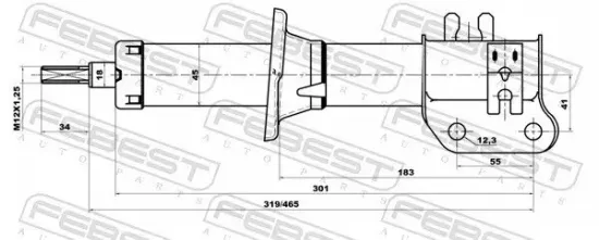 Stoßdämpfer Vorderachse links FEBEST 10667898FL Bild Stoßdämpfer Vorderachse links FEBEST 10667898FL