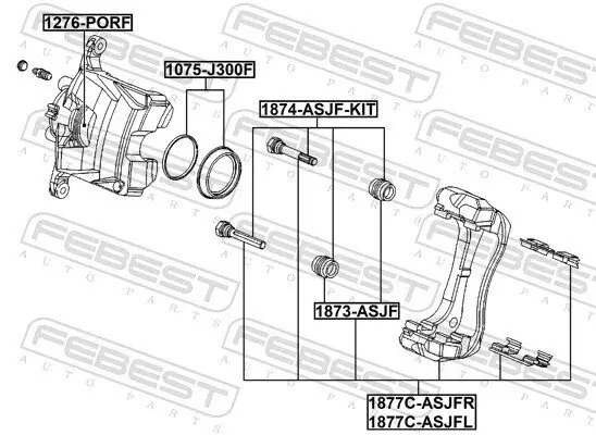 Reparatursatz, Bremssattel FEBEST 1075-J300F Bild Reparatursatz, Bremssattel FEBEST 1075-J300F