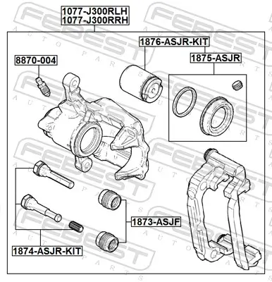 Bremssattel Hinterachse rechts FEBEST 1077-J300RRH Bild Bremssattel Hinterachse rechts FEBEST 1077-J300RRH