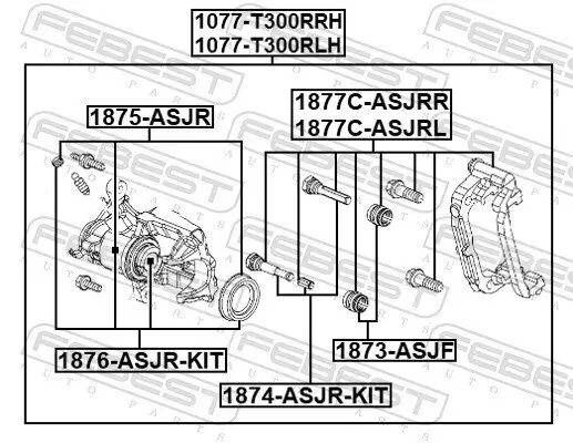 Bremssattel Hinterachse rechts FEBEST 1077-T300RRH Bild Bremssattel Hinterachse rechts FEBEST 1077-T300RRH