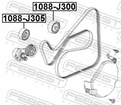 Umlenk-/Führungsrolle, Keilrippenriemen FEBEST 1088-J300 Bild Umlenk-/Führungsrolle, Keilrippenriemen FEBEST 1088-J300