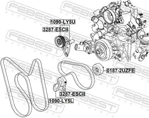 Riemenspanner, Keilrippenriemen unten FEBEST 1090-LY5L Bild Riemenspanner, Keilrippenriemen unten FEBEST 1090-LY5L