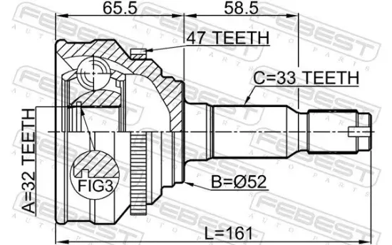 Gelenksatz, Antriebswelle Vorderachse radseitig FEBEST 1110-009A47 Bild Gelenksatz, Antriebswelle Vorderachse radseitig FEBEST 1110-009A47