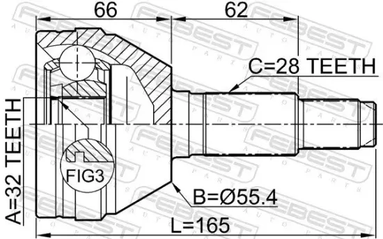 Gelenksatz, Antriebswelle Vorderachse radseitig FEBEST 1110-010 Bild Gelenksatz, Antriebswelle Vorderachse radseitig FEBEST 1110-010