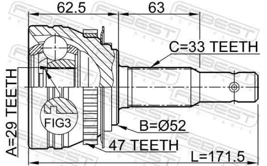 Gelenksatz, Antriebswelle Vorderachse radseitig FEBEST 1110-ESPA47 Bild Gelenksatz, Antriebswelle Vorderachse radseitig FEBEST 1110-ESPA47