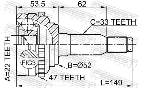 Gelenksatz, Antriebswelle FEBEST 1110-J200A47 Bild Gelenksatz, Antriebswelle FEBEST 1110-J200A47