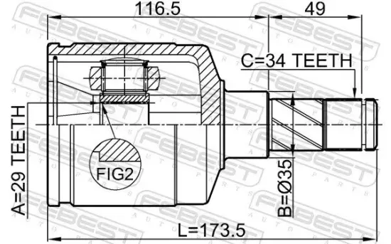 Gelenksatz, Antriebswelle Vorderachse getriebeseitig FEBEST 1111-ESP Bild Gelenksatz, Antriebswelle Vorderachse getriebeseitig FEBEST 1111-ESP