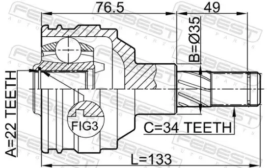 Gelenksatz, Antriebswelle Vorderachse getriebeseitig FEBEST 1111-NEX Bild Gelenksatz, Antriebswelle Vorderachse getriebeseitig FEBEST 1111-NEX