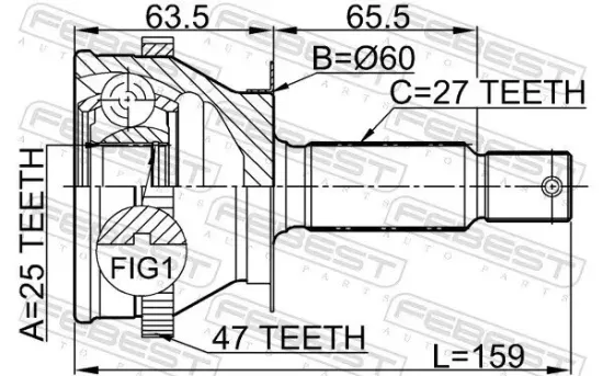 Gelenksatz, Antriebswelle Vorderachse radseitig FEBEST 1210-011A47 Bild Gelenksatz, Antriebswelle Vorderachse radseitig FEBEST 1210-011A47