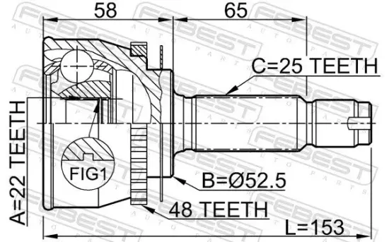 Gelenksatz, Antriebswelle radseitig Vorderachse FEBEST 1210-012A48 Bild Gelenksatz, Antriebswelle radseitig Vorderachse FEBEST 1210-012A48