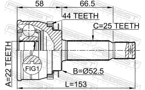 Gelenksatz, Antriebswelle Vorderachse radseitig FEBEST 1210-ACCA44 Bild Gelenksatz, Antriebswelle Vorderachse radseitig FEBEST 1210-ACCA44