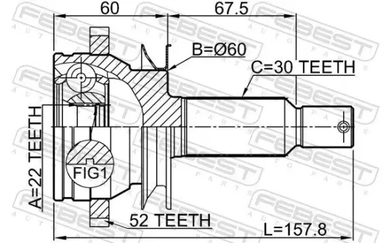 Gelenksatz, Antriebswelle Hinterachse radseitig FEBEST 1210-CM10RA52 Bild Gelenksatz, Antriebswelle Hinterachse radseitig FEBEST 1210-CM10RA52