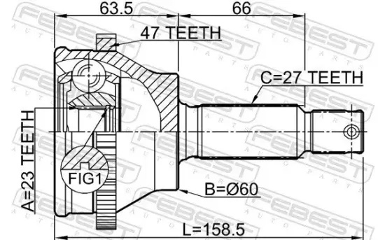 Gelenksatz, Antriebswelle FEBEST 1210-EFATA47 Bild Gelenksatz, Antriebswelle FEBEST 1210-EFATA47