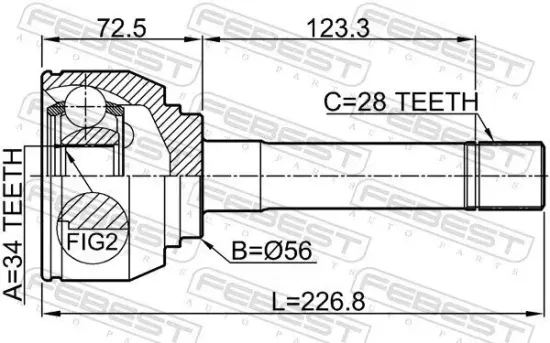 Gelenksatz, Antriebswelle radseitig Vorderachse FEBEST 1210-H1 Bild Gelenksatz, Antriebswelle radseitig Vorderachse FEBEST 1210-H1