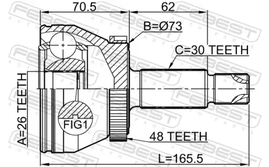 Gelenksatz, Antriebswelle radseitig Vorderachse FEBEST 1210-IKA48 Bild Gelenksatz, Antriebswelle radseitig Vorderachse FEBEST 1210-IKA48
