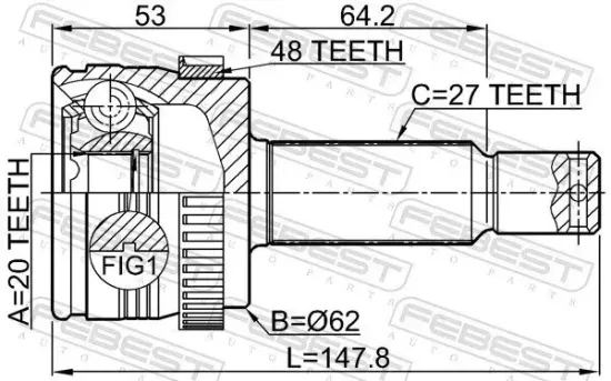 Gelenksatz, Antriebswelle radseitig Hinterachse FEBEST 1210-IX35A48R Bild Gelenksatz, Antriebswelle radseitig Hinterachse FEBEST 1210-IX35A48R
