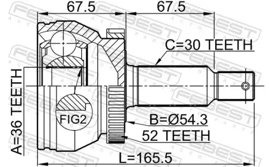 Gelenksatz, Antriebswelle radseitig Vorderachse FEBEST 1210-SFCLA52 Bild Gelenksatz, Antriebswelle radseitig Vorderachse FEBEST 1210-SFCLA52