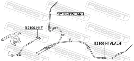Seilzug, Feststellbremse hinten links FEBEST 12100-H1VLALH Bild Seilzug, Feststellbremse hinten links FEBEST 12100-H1VLALH