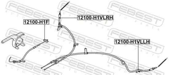 Seilzug, Feststellbremse hinten links FEBEST 12100-H1VLLH Bild Seilzug, Feststellbremse hinten links FEBEST 12100-H1VLLH