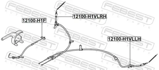 Seilzug, Feststellbremse hinten rechts FEBEST 12100-H1VLRH Bild Seilzug, Feststellbremse hinten rechts FEBEST 12100-H1VLRH