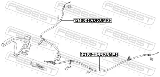 Seilzug, Feststellbremse hinten links FEBEST 12100-HCDRUMLH Bild Seilzug, Feststellbremse hinten links FEBEST 12100-HCDRUMLH