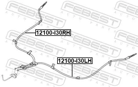 Seilzug, Feststellbremse hinten rechts FEBEST 12100-I30RH Bild Seilzug, Feststellbremse hinten rechts FEBEST 12100-I30RH
