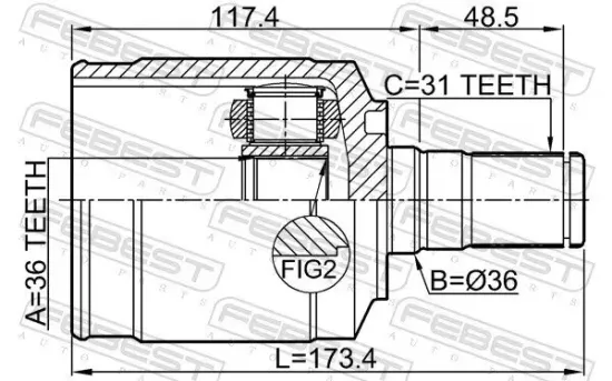 Gelenksatz, Antriebswelle getriebeseitig Vorderachse links FEBEST 1211-CM10LH Bild Gelenksatz, Antriebswelle getriebeseitig Vorderachse links FEBEST 1211-CM10LH