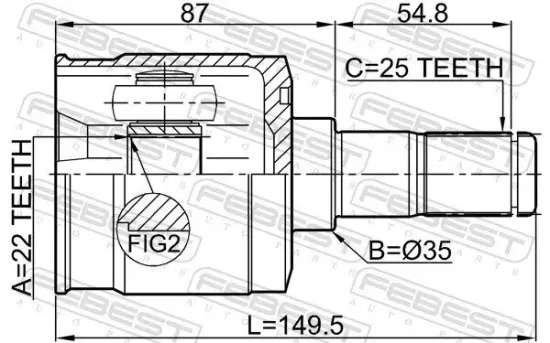 Gelenksatz, Antriebswelle FEBEST 1211-CM10R Bild Gelenksatz, Antriebswelle FEBEST 1211-CM10R