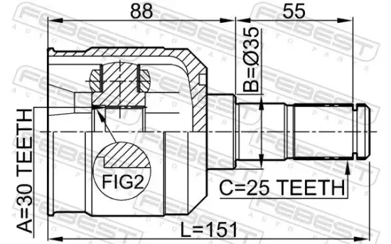 Gelenksatz, Antriebswelle FEBEST 1211-MAT15 Bild Gelenksatz, Antriebswelle FEBEST 1211-MAT15